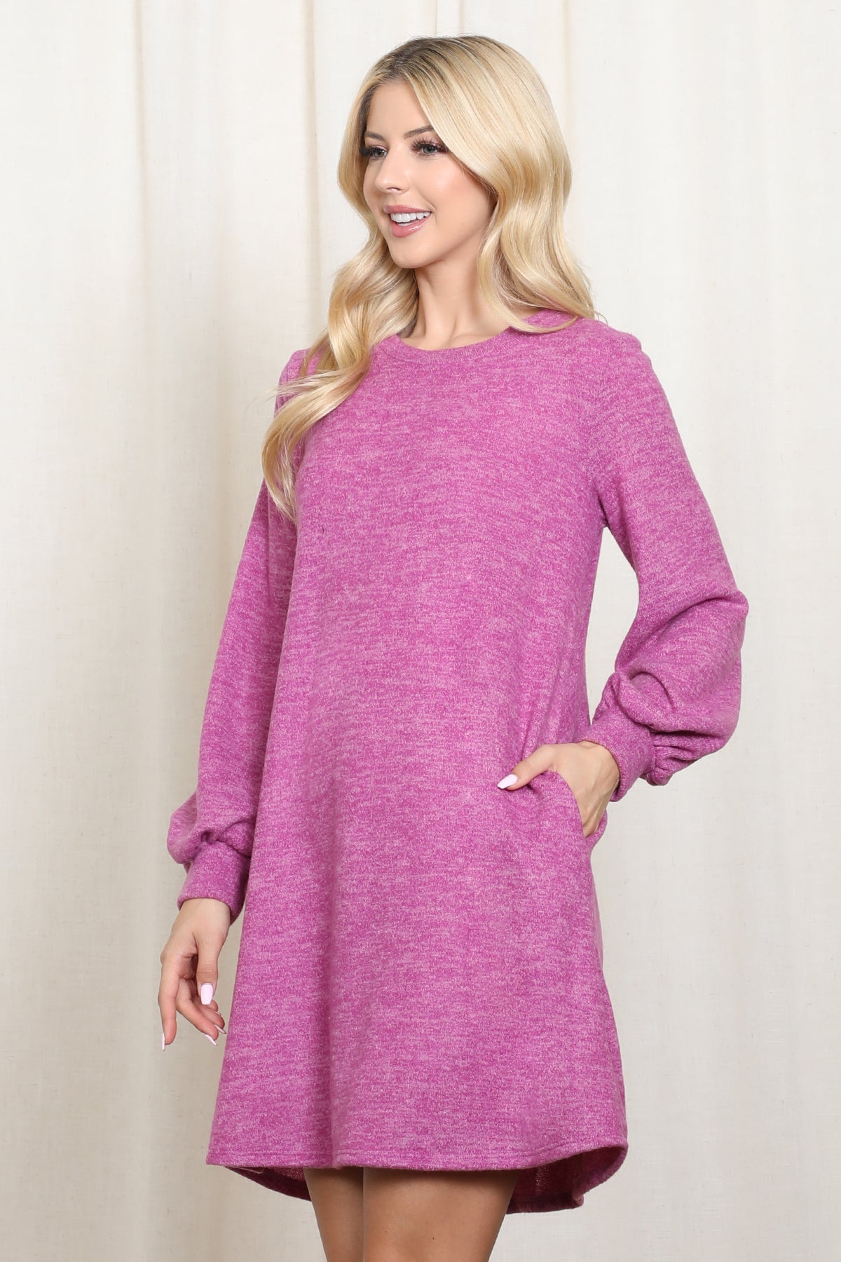 LONG PUFF SLEEVE MIR PD BRUSH DRESS  1-1-1-1