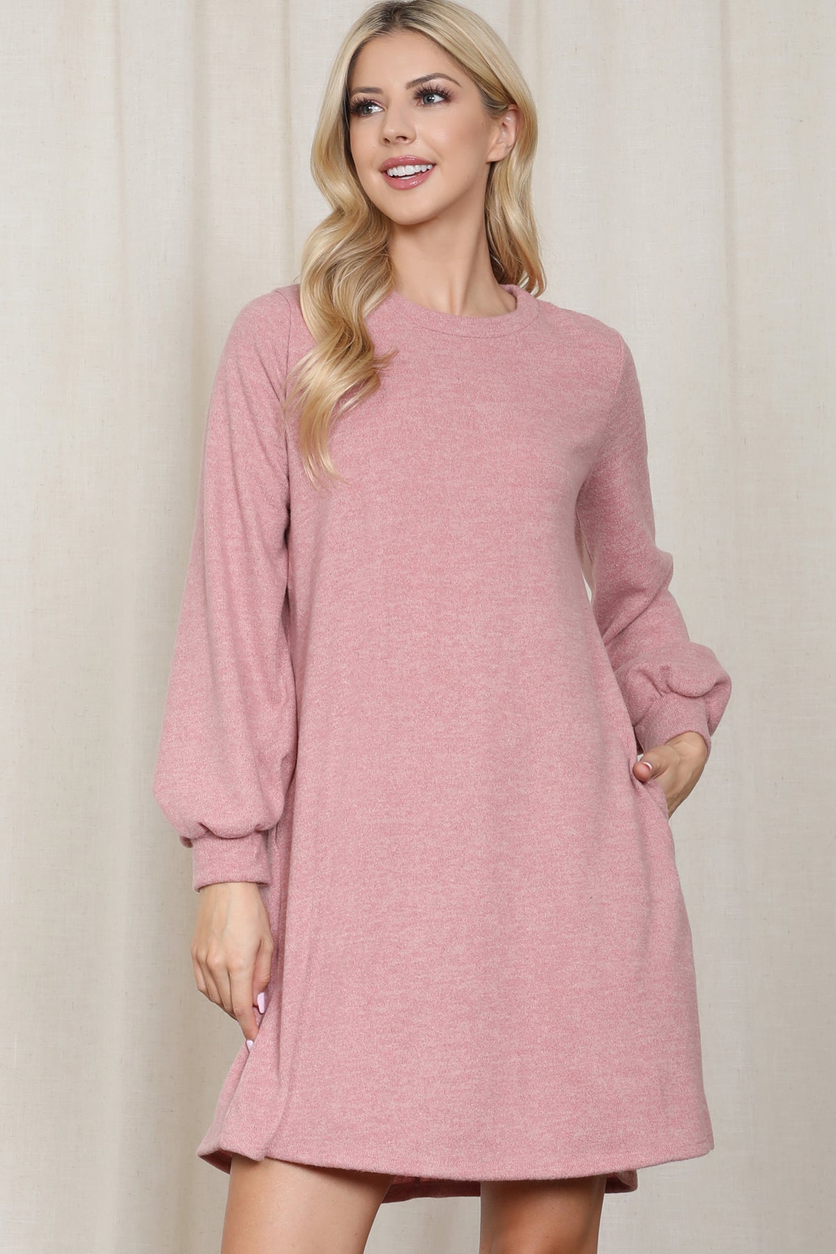 LONG PUFF SLEEVE MIR PD BRUSH DRESS  1-1-1-1