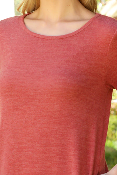 YMD10053V-SOLID KNIT RUFFLE HEM POCKET DRESS 1-1