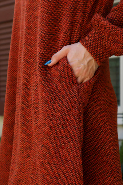 YMD10056V-LONG PUFF SLEEVE JACQUARD KNIT DRESS 1-2-2-0