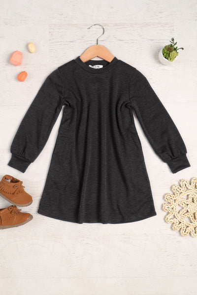 YMD10062TKV-KIDS LONG PUFF SLEEVE FRENCH TERRY DRESS WITH POCKETS 1-1-1-1-1-1-1-1