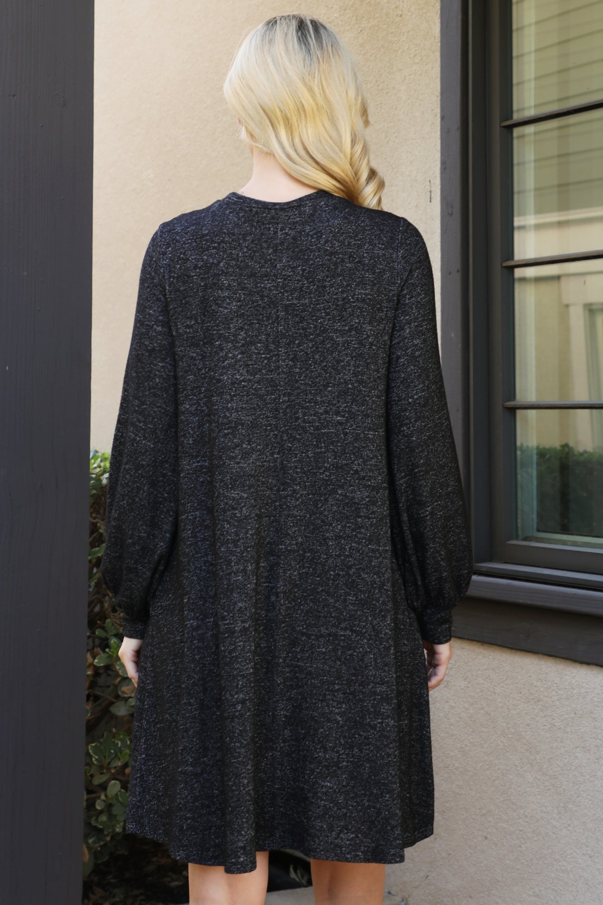 PUFF LONG SLEEVE HACCI BRUSHED DRESS 1-1-1-1