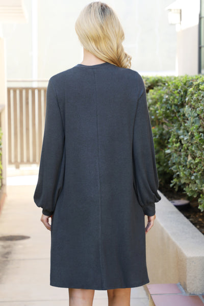 PUFF LONG SLEEVE HACCI BRUSHED DRESS 1-1-1-1