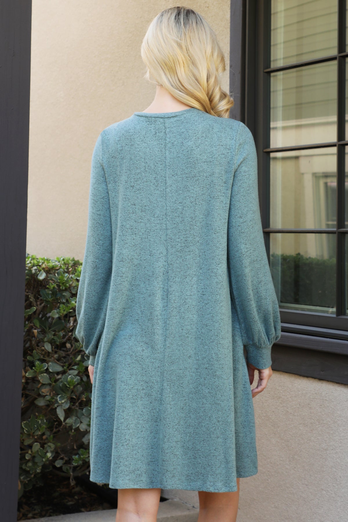 PUFF LONG SLEEVE HACCI BRUSHED DRESS 1-1-1-1