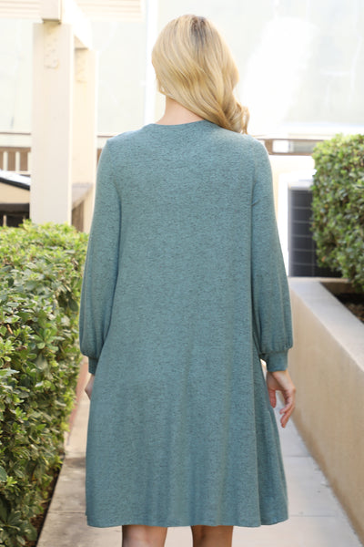 PUFF LONG SLEEVE TIERED HACCI BRUSHED DRESS 1-1-1-1