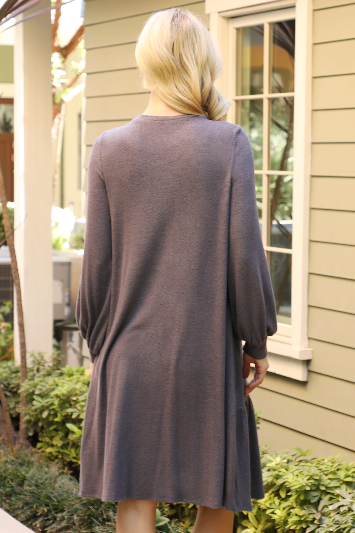 PUFF LONG SLEEVE TIERED HACCI BRUSHED DRESS 1-1-1-1