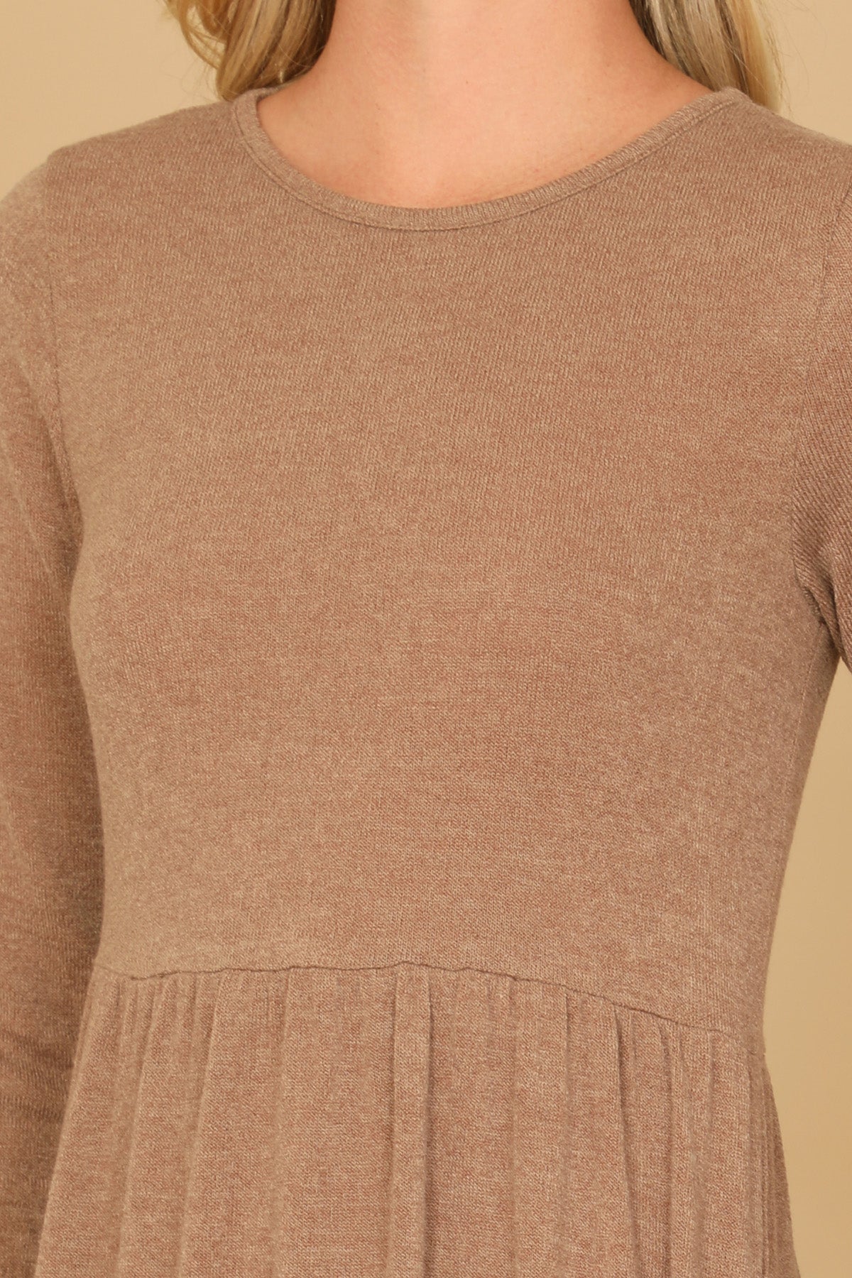 YMD10121V-LONG SLEEVE ROUND NECK CHAMBRAY TIERED DRESS 2-3