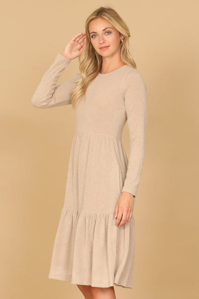 YMD10121V-LONG SLEEVE ROUND NECK CHAMBRAY TIERED DRESS 3-1
