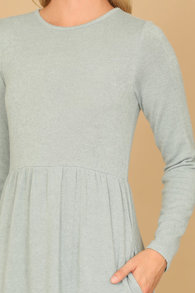 YMD10121V-LONG SLEEVE ROUND NECK CHAMBRAY TIERED DRESS 3-1