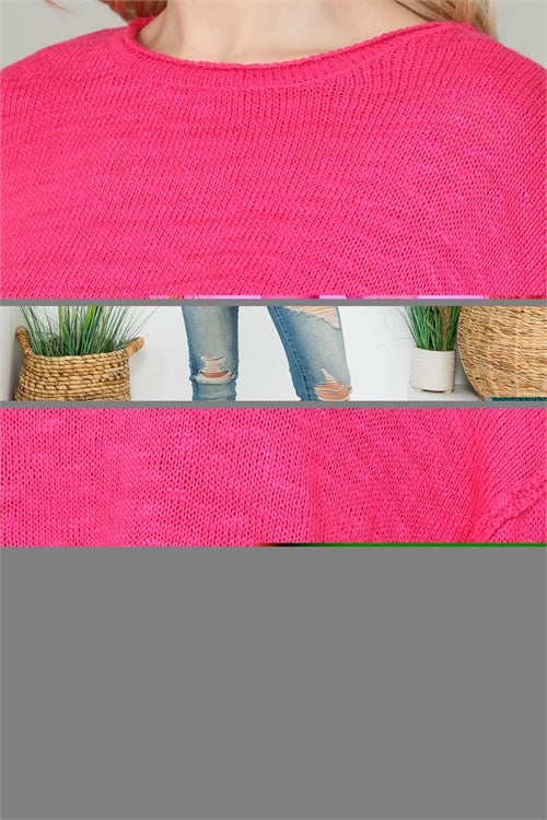 YMT20005XV-PLUS SIZE SOLID LONG SLEEVE TIERED TOP 3-2-0