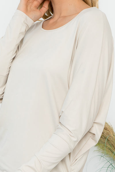 SOLID LONG DOLMAN SLEEVE TUNNEL DETAIL TOP 1-1-1-1