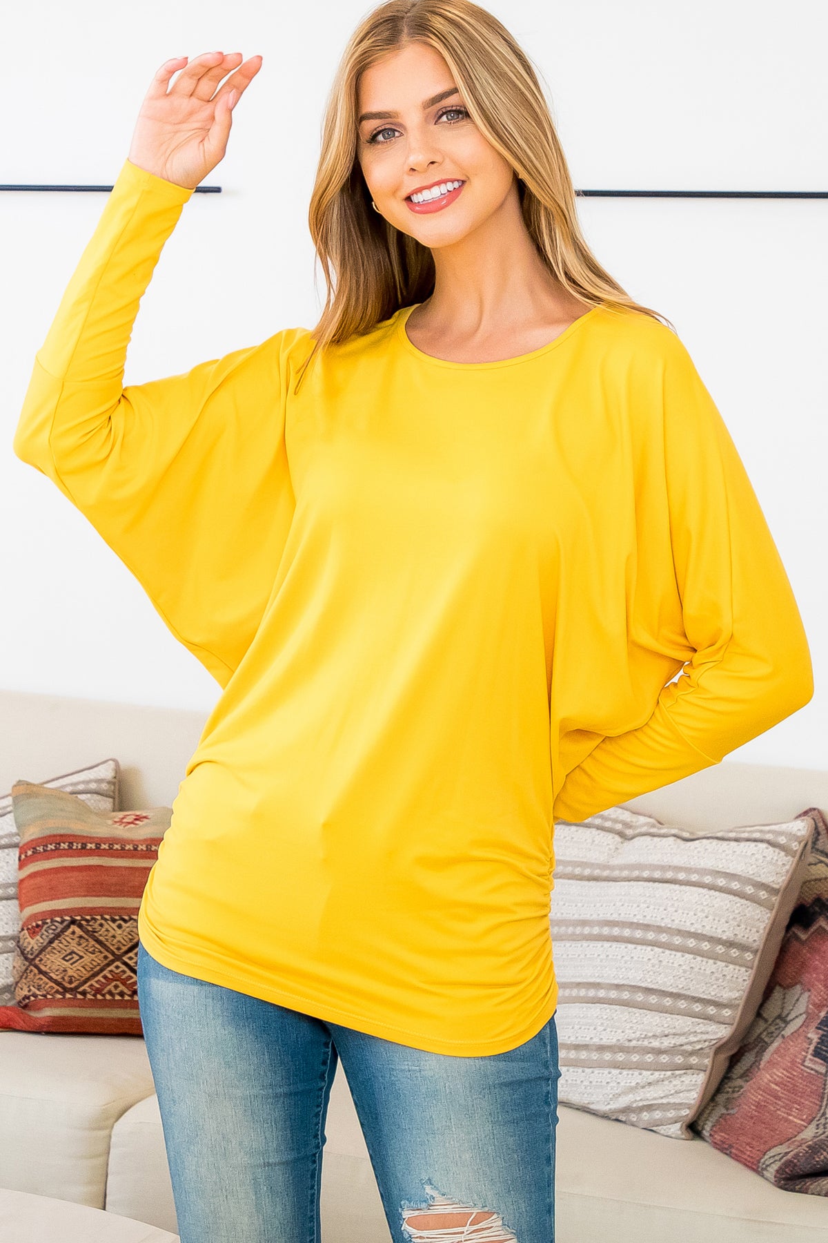 SOLID LONG DOLMAN SLEEVE TUNNEL DETAIL TOP 1-1-1-1