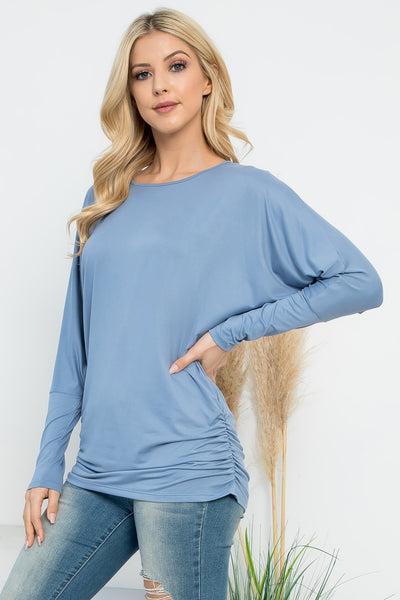 SOLID LONG DOLMAN SLEEVE TUNNEL DETAIL TOP 1-1-1-1