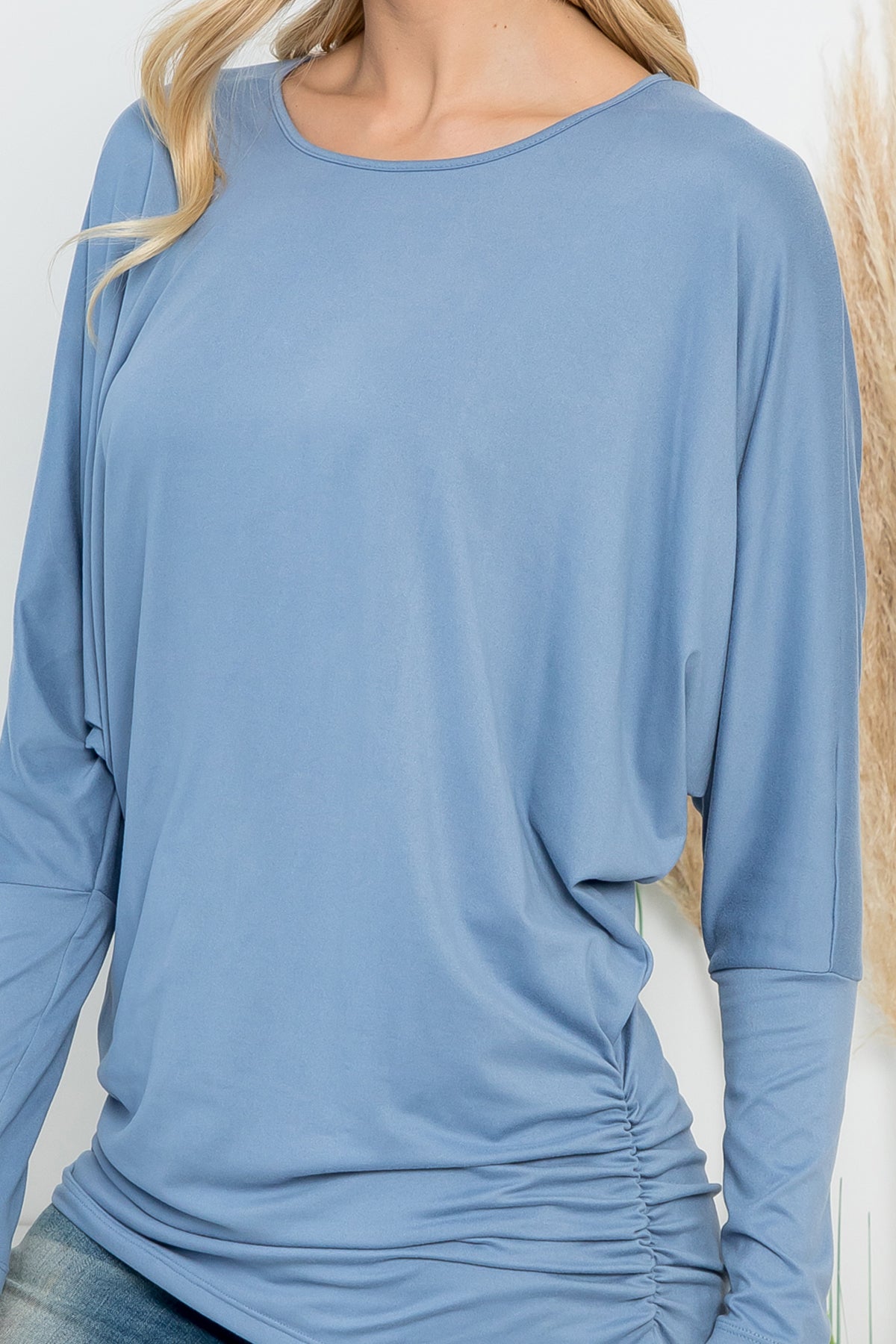 SOLID LONG DOLMAN SLEEVE TUNNEL DETAIL TOP 1-1-1-1