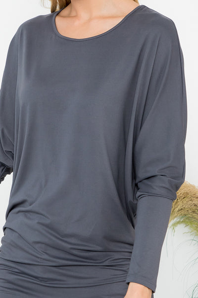 SOLID LONG DOLMAN SLEEVE TUNNEL DETAIL TOP 1-1-1-1