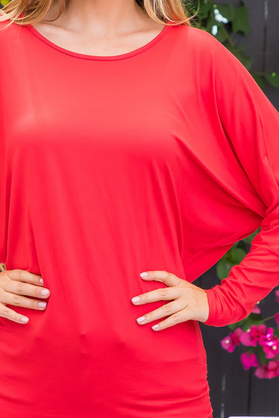 SOLID LONG DOLMAN SLEEVE TUNNEL DETAIL TOP 1-1-1-1