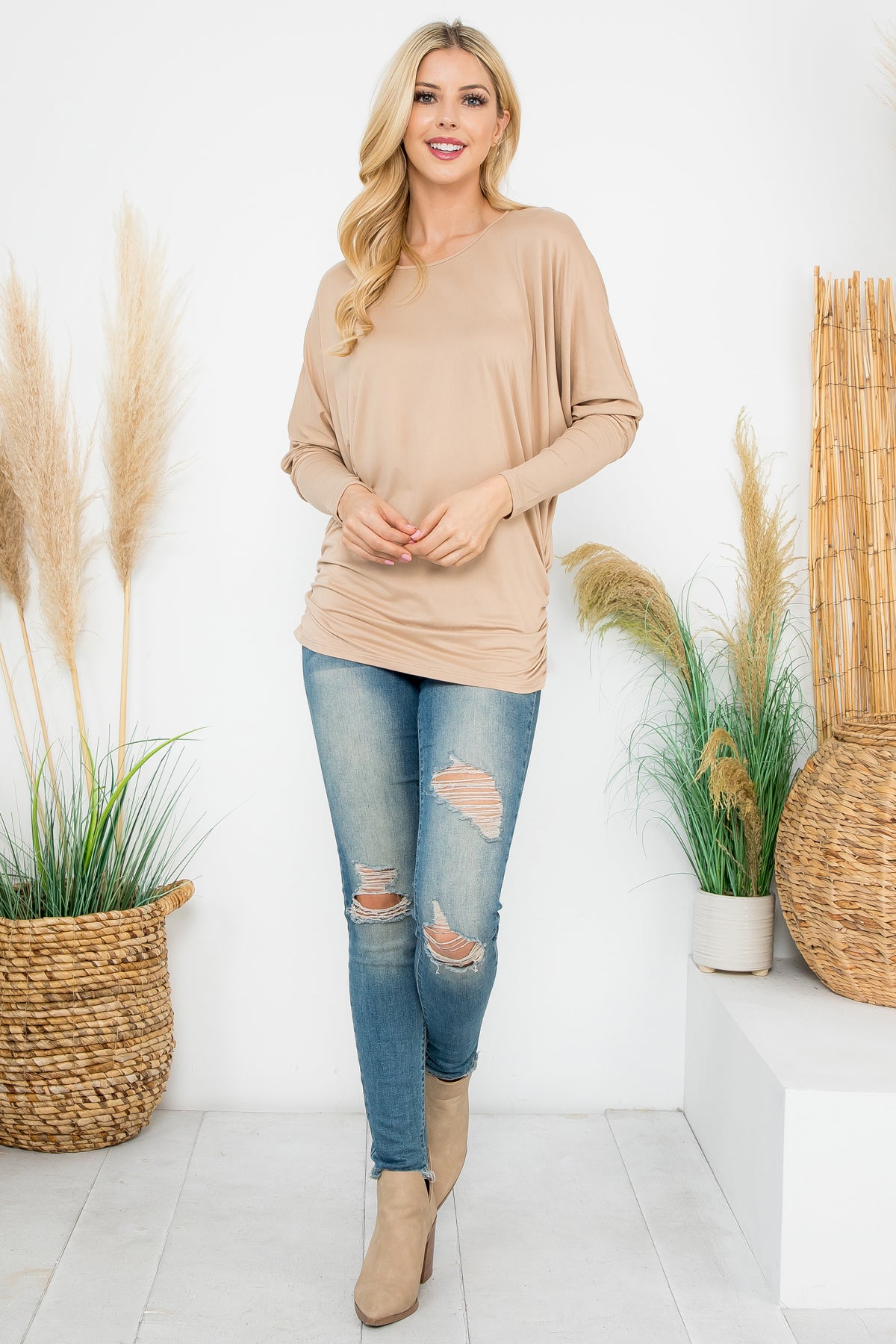 SOLID LONG DOLMAN SLEEVE TUNNEL DETAIL TOP 1-1-1-1