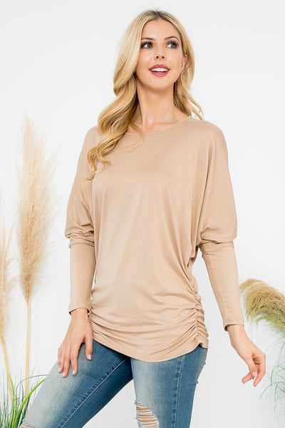 SOLID LONG DOLMAN SLEEVE TUNNEL DETAIL TOP 1-1-1-1