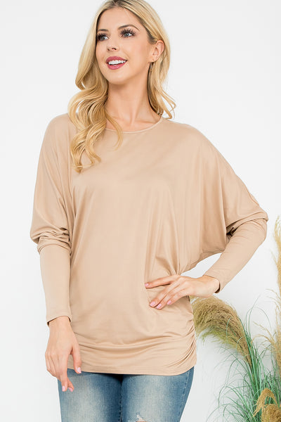 SOLID LONG DOLMAN SLEEVE TUNNEL DETAIL TOP 1-1-1-1