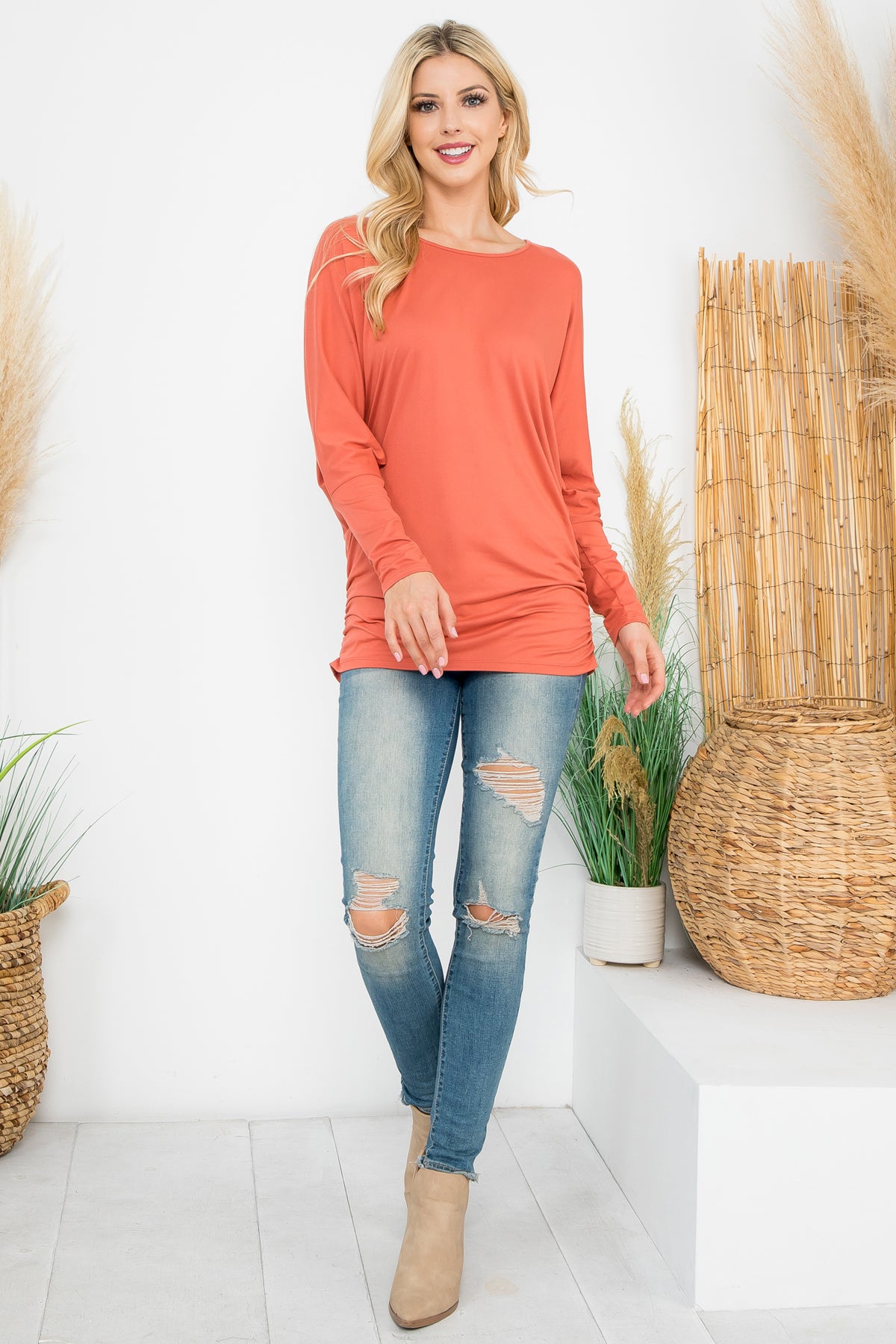 SOLID LONG DOLMAN SLEEVE TUNNEL DETAIL TOP 1-1-1-1