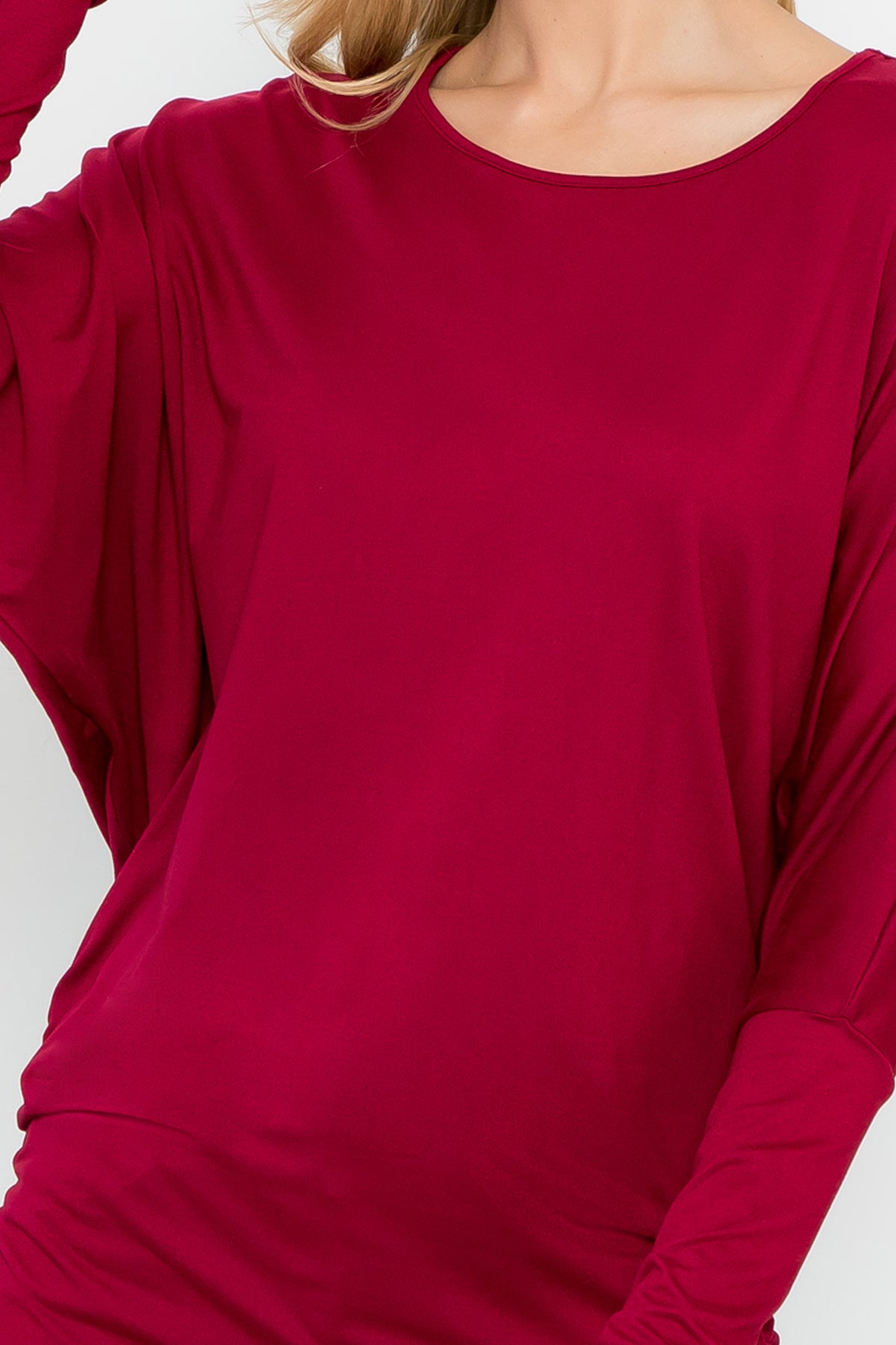 SOLID LONG DOLMAN SLEEVE TUNNEL DETAIL TOP 1-1-1-1