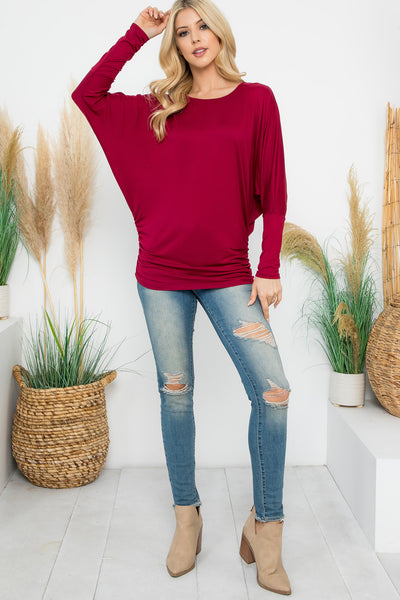 SOLID LONG DOLMAN SLEEVE TUNNEL DETAIL TOP 1-1-1-1