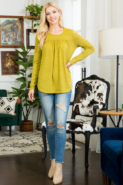 YMT20014-LONG SLEEVE SHIRRING DETAIL TOP 0-3-0-0