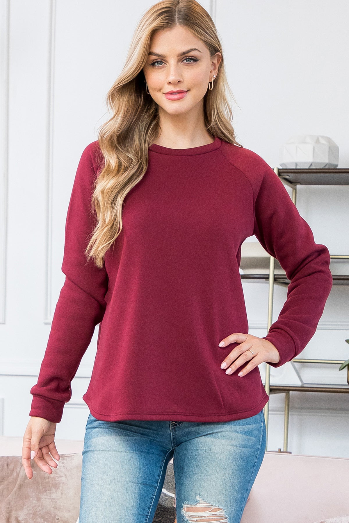 YMT20024-FLEECED LONG SLEEVE FRENCH TERRY PULLOVER TOP 0-3-0-1