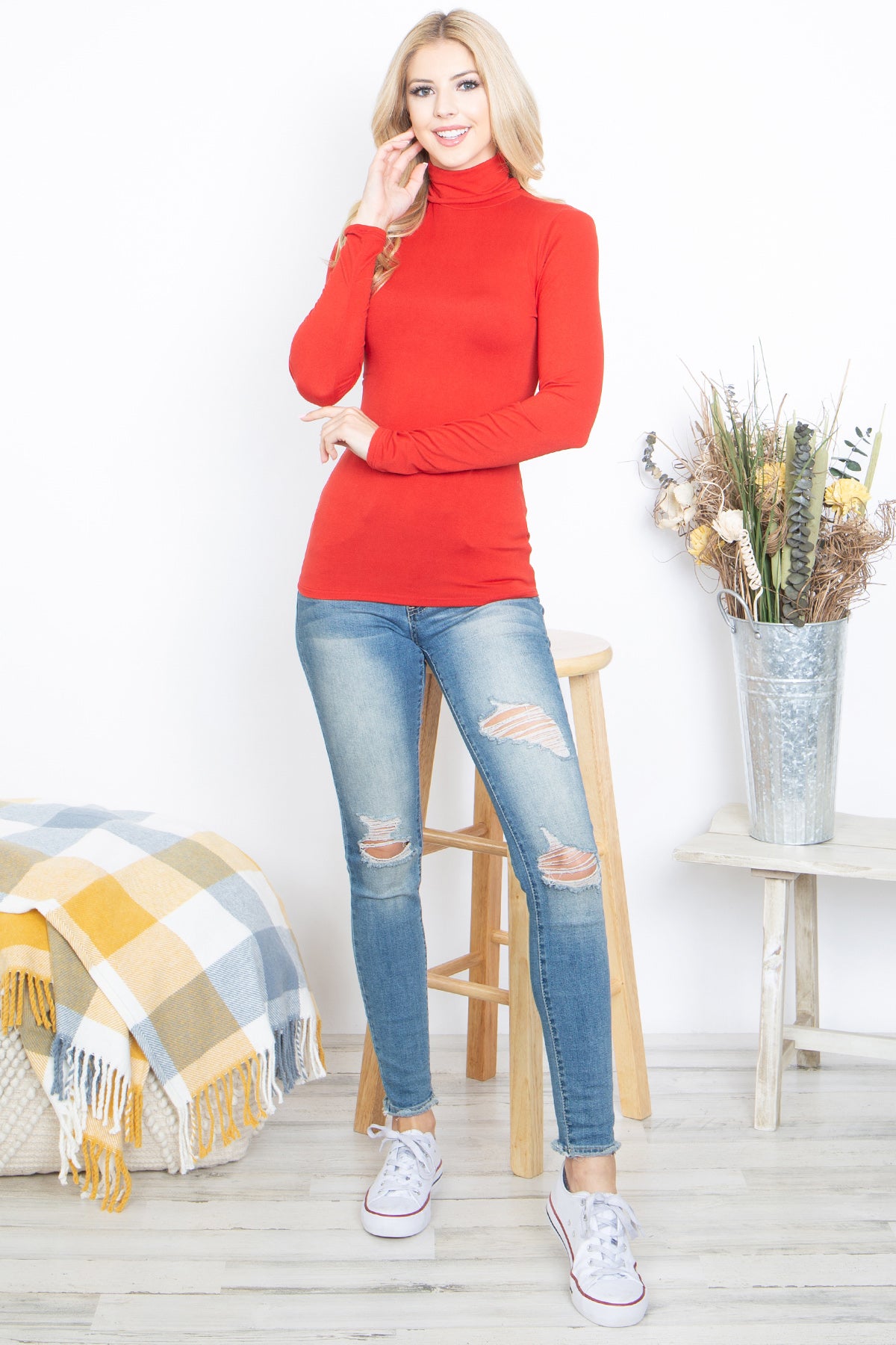 YMT20029-SOLID TURTLE NECKLINE LONG SLEEVE TOP 0-1-3-2