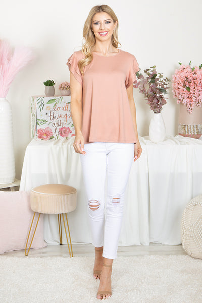 YMT20046-LAYERED RUFFLE SHORT SLEEVE SOLID TOP 0-3-0-0