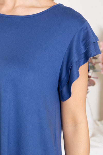 YMT20046-LAYERED RUFFLE SHORT SLEEVE SOLID TOP 1-0-0-5