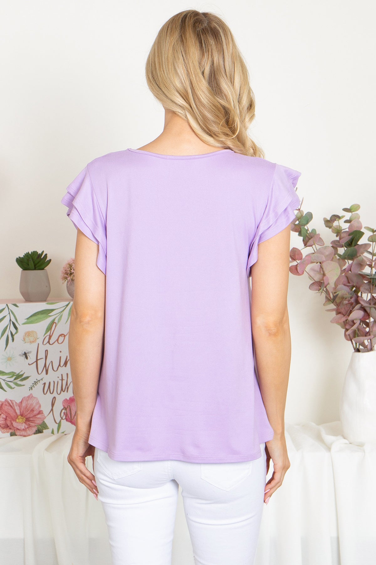 YMT20046X-PLUS SIZE LAYERED RUFFLE SHORT SLEEVE SOLID TOP 2-0-0