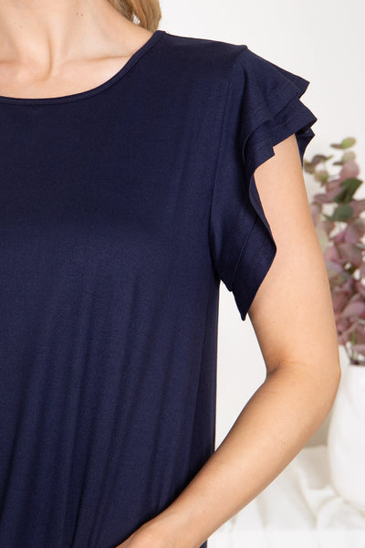 YMT20046X-PLUS SIZE LAYERED RUFFLE SHORT SLEEVE SOLID TOP 2-1-0