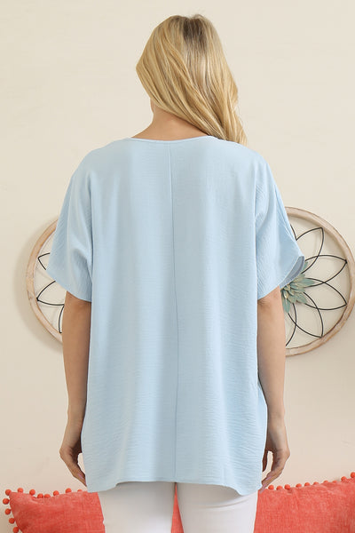 YMT20049V-WOVEN AIRFLOW V-NECK DOLMAN TOP 1-2-2