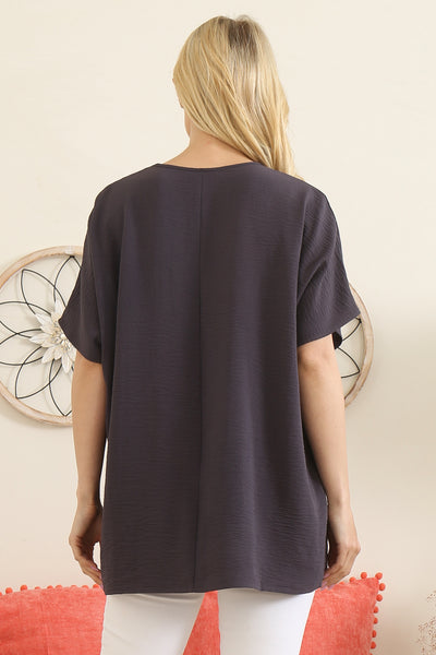 YMT20049V-WOVEN AIRFLOW V-NECK DOLMAN TOP 1-2-1