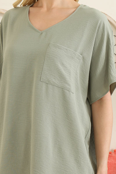 YMT20049V-WOVEN AIRFLOW V-NECK DOLMAN TOP 2-1-1