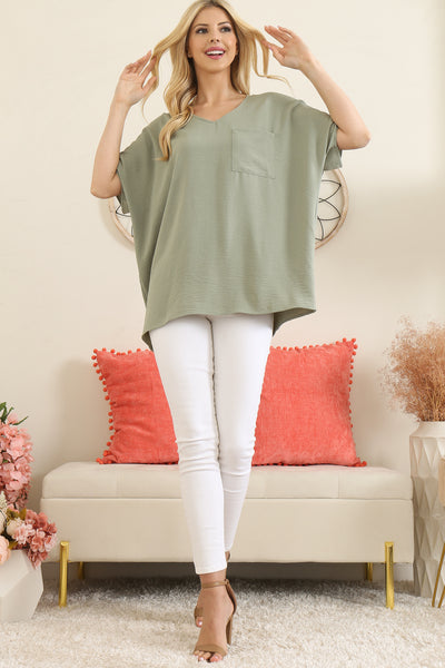 YMT20049V-WOVEN AIRFLOW V-NECK DOLMAN TOP 2-1-1