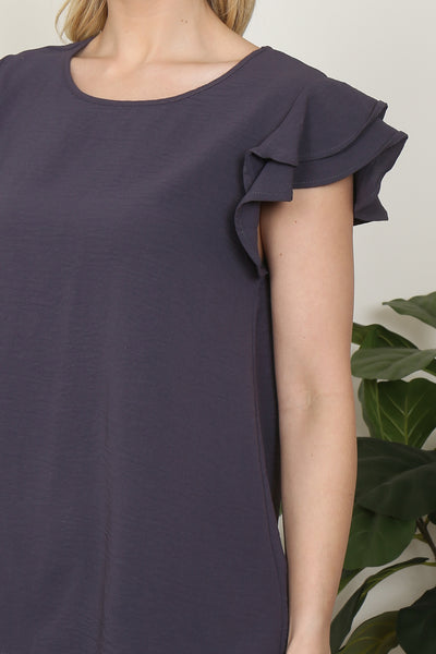 YMT20052V-LAYERED RUFFLE SLEEVE  ROUND NECK TOP 1-2-2-2