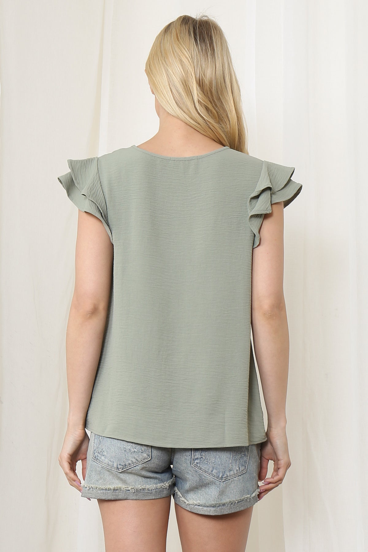 YMT20052XV-PLUS SIZE LAYERED RUFFLE SLEEVE  ROUND NECK TOP 2-1