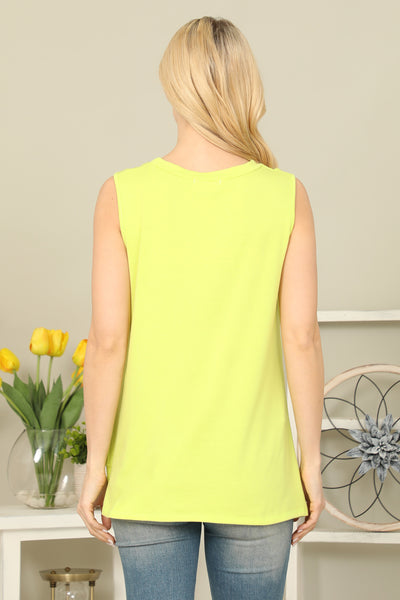 SOLID SLEEVELESS FRONT TWIST TOP  1-2-2-2