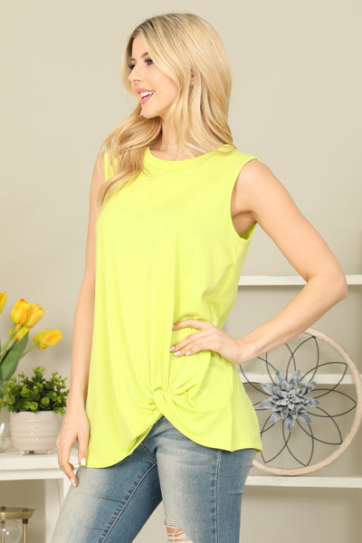 SOLID SLEEVELESS FRONT TWIST TOP  1-2-2-2