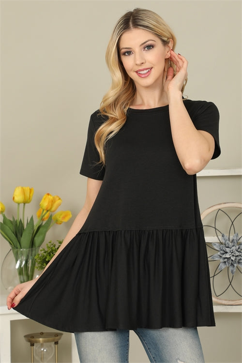 YMT20068-SOLID PEPLUM WAIST TOP 0-2-1-2