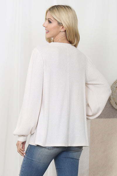 PUFF SLEEVED WAFFLE TOP 1-1-1-1