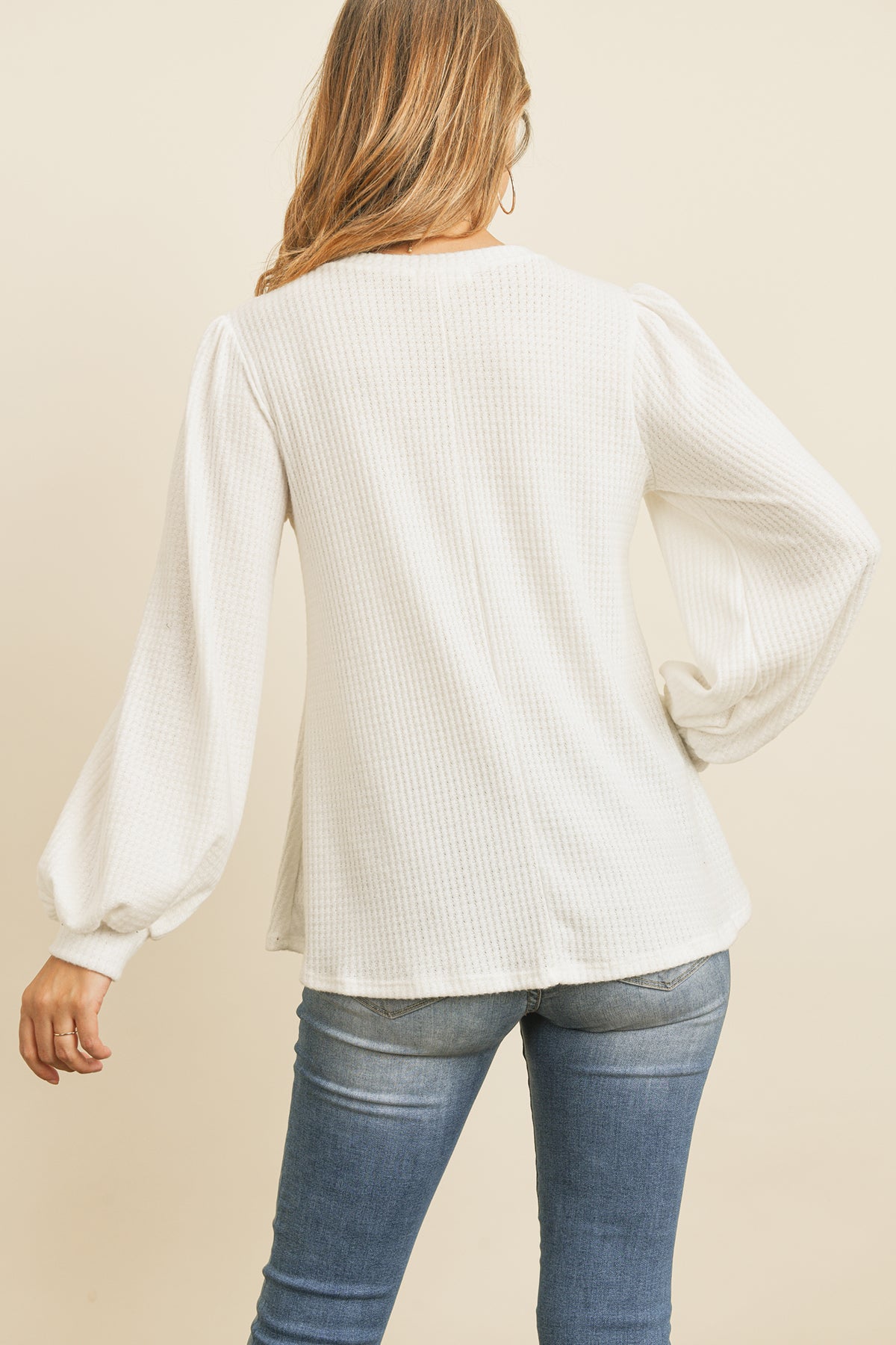 PUFF SLEEVED WAFFLE TOP 1-1-1-1