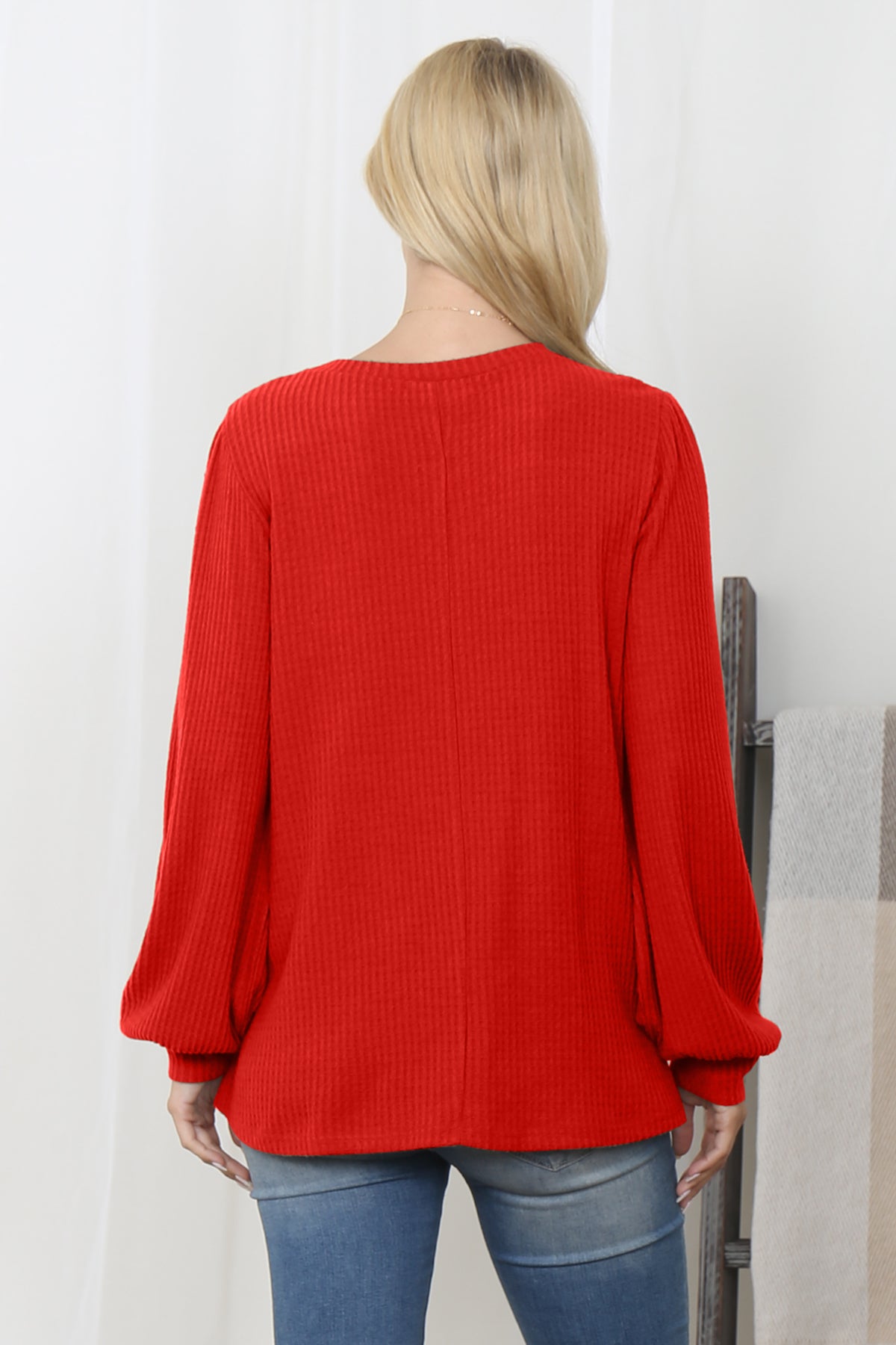 PUFF SLEEVED WAFFLE TOP 1-1-1-1