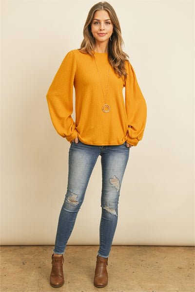 YMT20074XV-PUFF SLEEVED WAFFLE TOP 2-0-1
