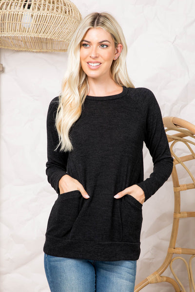 YMT20078V-KNIT FRONT POCKET LONG SLEEVED TOP 3-3