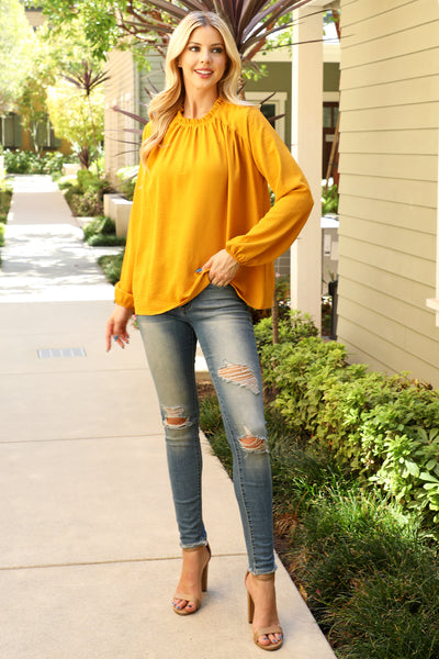 MOCK NECK PUFF SLEEVE TOP 1-1-1-1