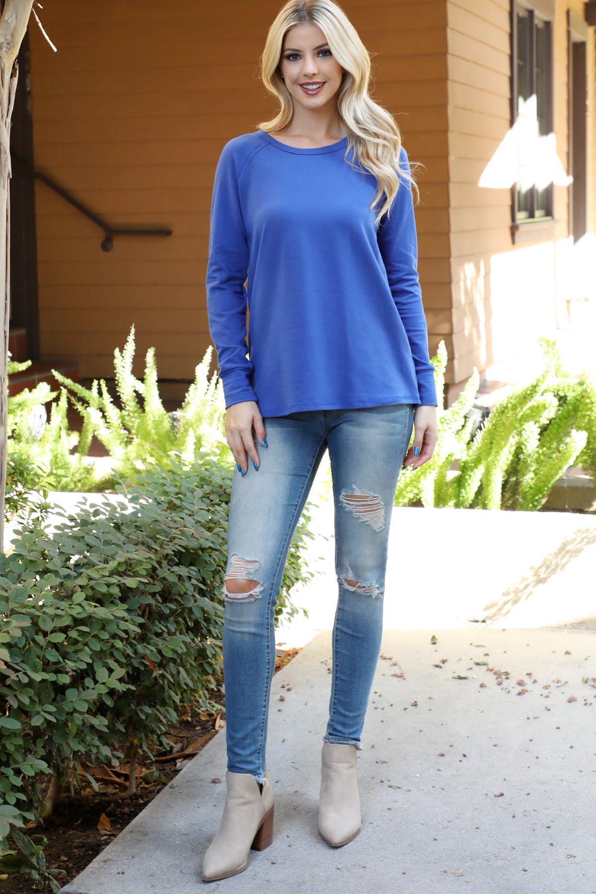 SOLID LONG SLEEVE ROUND NECK TOP 1-2-2-1