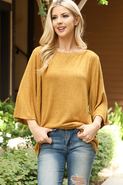 YMT20091-BOAT NECK WIDE SLEEVE BRUSHED HACCI TOP 1-1-1